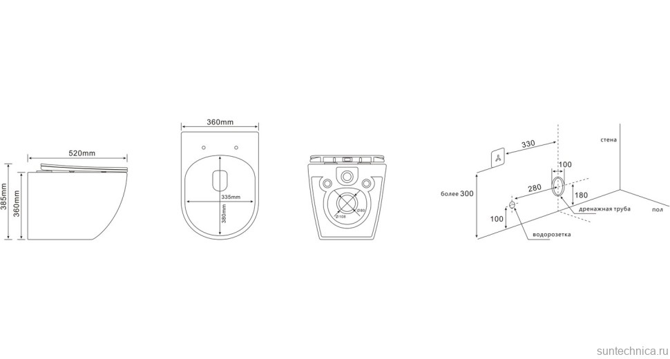 Унитаз подвесной Grossman Thin Rim GR-5601S глянцевый белый