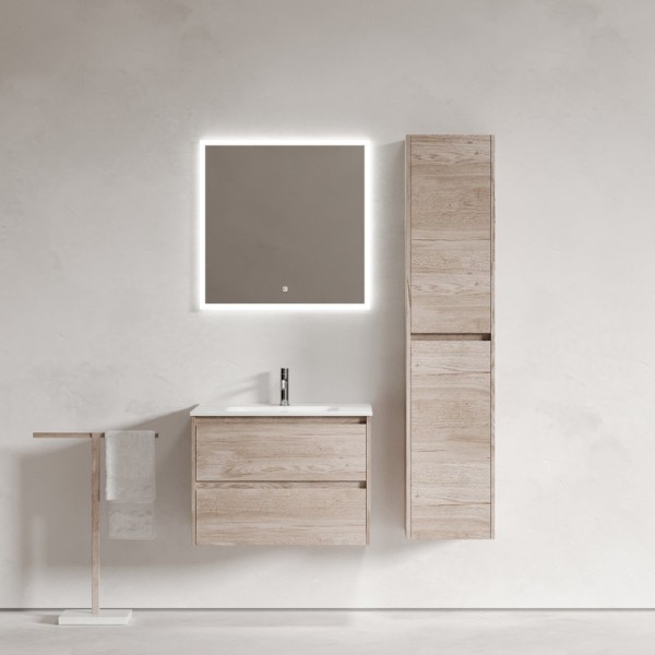 Мебель для ванной комнаты Sancos Libra 70 дуб галифакс натуральный, белая раковина CN7007