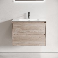 Мебель для ванной комнаты Sancos Libra 70 дуб галифакс натуральный, белая раковина CN7007