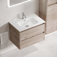 Мебель для ванной комнаты Sancos Libra 70 дуб галифакс натуральный, белая раковина CN7007