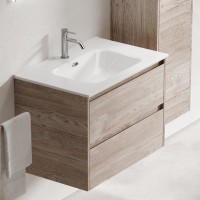 Мебель для ванной комнаты Sancos Libra 70 дуб галифакс натуральный, белая раковина CN7007