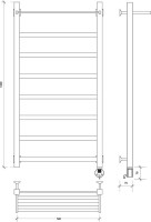 Полотенцесушитель электрический Secado Корсико 1 СП 105x55 см, подключение справа, матовый черный, лесенка, с полкой