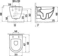 Унитаз подвесной Creavit TP325 золото, круги