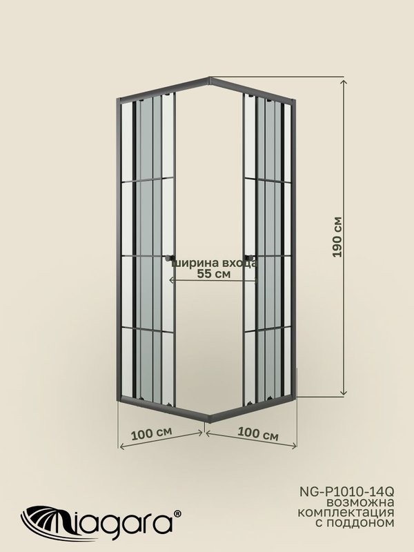 Душевая перегородка Niagara Eco NG-1010-14QKL (100x100x190 см)