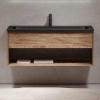 Тумба с раковиной Sancos Marmi 1.0 120 черная раковина, дуб чарльстон