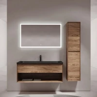 Тумба с раковиной Sancos Marmi 1.0 120 черная раковина, дуб чарльстон