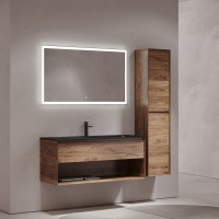 Тумба с раковиной Sancos Marmi 1.0 120 черная раковина, дуб чарльстон