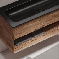 Тумба с раковиной Sancos Marmi 1.0 120 черная раковина, дуб чарльстон