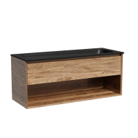 Тумба с раковиной Sancos Marmi 1.0 120 черная раковина, дуб чарльстон