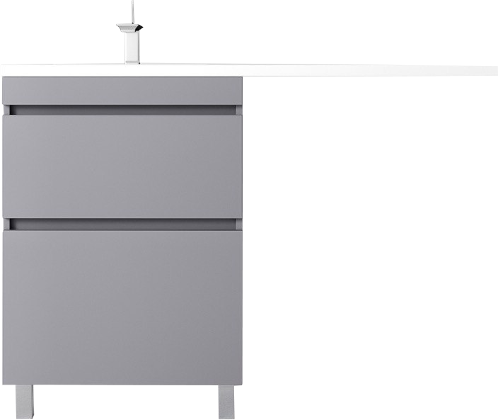 Тумба с раковиной Style Line Даллас Леон 120 L Люкс Plus напольная, серая, для стиральной машины, 2 ящика