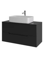 Мебель для ванной комнаты Orange Line 100 подвесная, 2 ящика, матовая черная с раковиной B07-600W