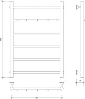 Полотенцесушитель водяной Secado Триада 1 К 80x55 см, матовый черный, лесенка