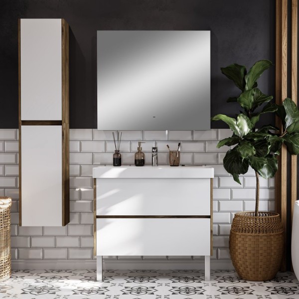 Мебель для ванной комнаты AQUATON Сканди 90 дуб рустикальный, зеркало DIWO Элиста