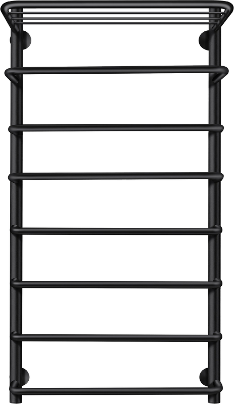 Полотенцесушитель электрический Secado Мерида 2 СП 100x50 см, подключение справа, матовый черный, лесенка, с полкой