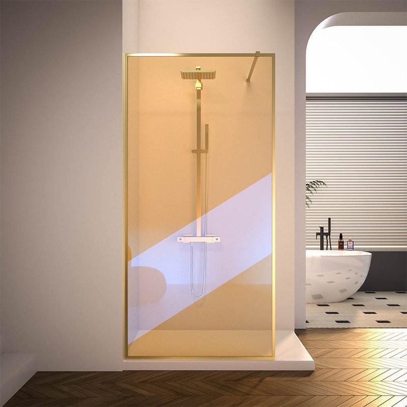 Душевая перегородка Veconi Korato KR81GС-90-09-C4 90 см, профиль брашированное золото, стекло хамелеон