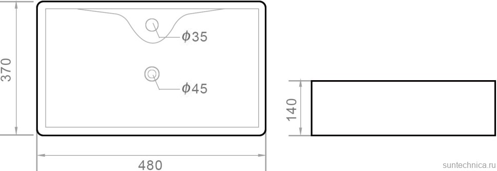 Тумба с раковиной Orange Line 60 подвесная, 2 ящика, матовая черная с раковиной B01-475mb