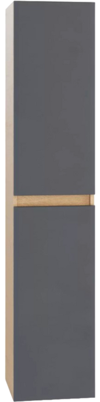 Шкаф пенал для ванной SanStar Инфинити подвесной, дуб сонома светлый, графит софт