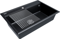 Мойка кухонная Paulmark Stepia + Step PM117551-BLM+R375-BS черный металлик