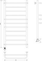 Полотенцесушитель электрический Secado Модена 2 L 105x55 см, подключение слева, хром, лесенка