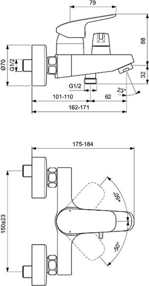 Смеситель для ванны с душем Ideal Standard Ceraflex B1740AA