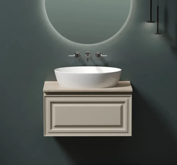Тумба с раковиной Sancos Very 80 см, beige soft, столешница бежевая, раковина CN5018