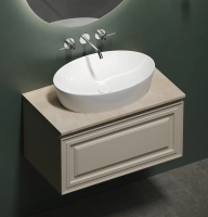 Тумба с раковиной Sancos Very 80 см, beige soft, столешница бежевая, раковина CN5018