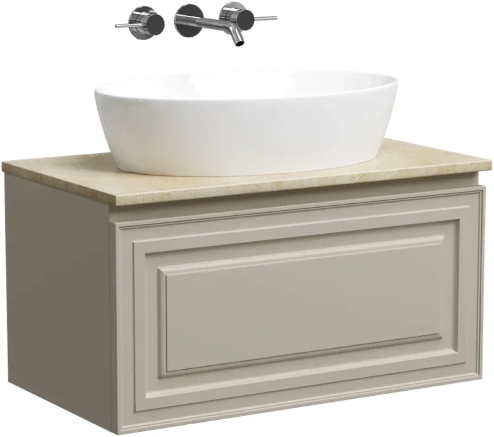 Тумба с раковиной Sancos Very 80 см, beige soft, столешница бежевая, раковина CN5018