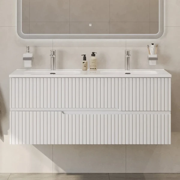 Тумба с раковиной Cezares Duet 120 bianco lucido, раковина Cezares CZR-8095-120-2