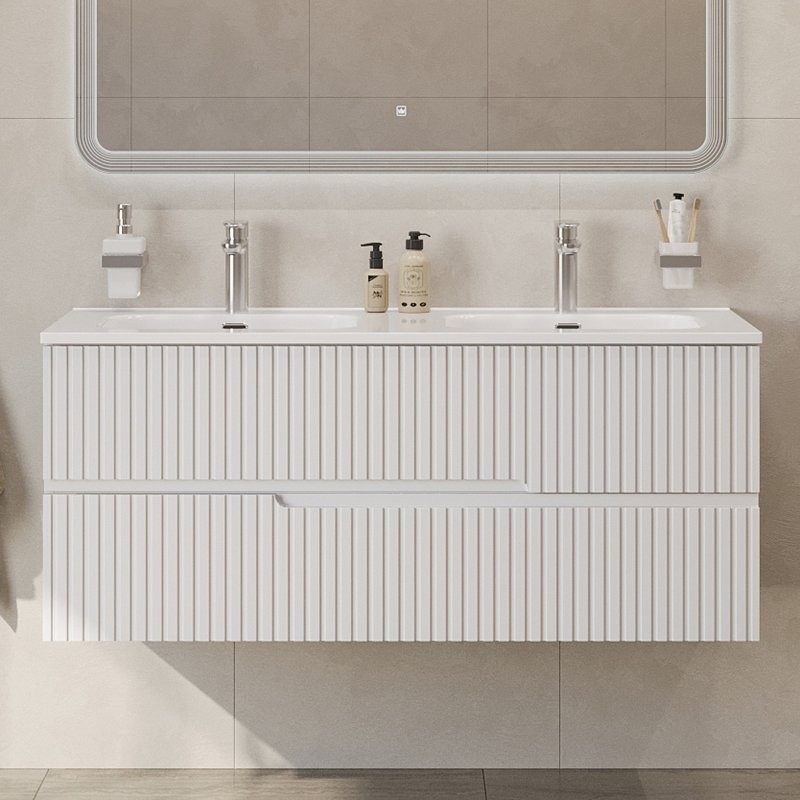 Тумба с раковиной Cezares Duet 120 bianco lucido, раковина Cezares CZR-8095-120-2