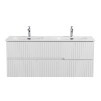 Тумба с раковиной Cezares Duet 120 bianco lucido, раковина Cezares CZR-8095-120-2