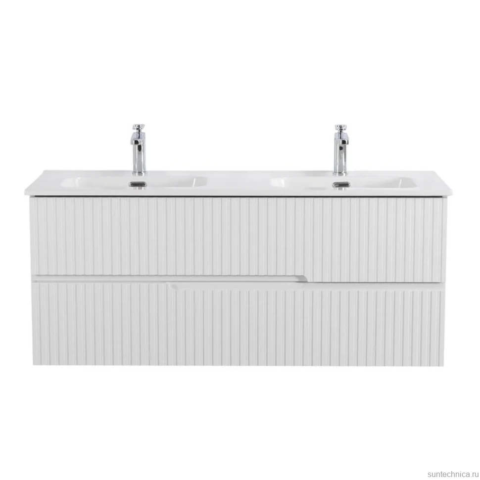 Тумба с раковиной Cezares Duet 120 bianco lucido, раковина Cezares CZR-8095-120-2
