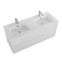 Тумба с раковиной Cezares Duet 120 bianco lucido, раковина Cezares CZR-8095-120-2