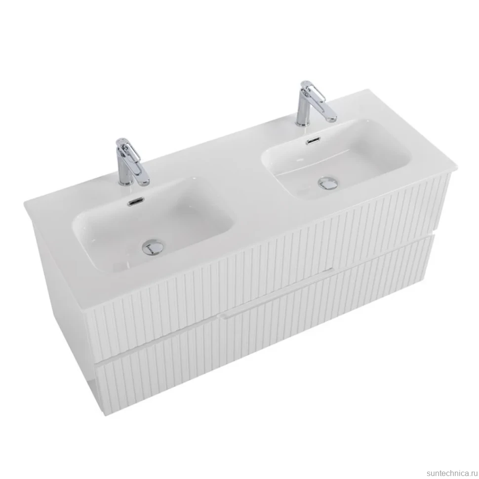 Тумба с раковиной Cezares Duet 120 bianco lucido, раковина Cezares CZR-8095-120-2
