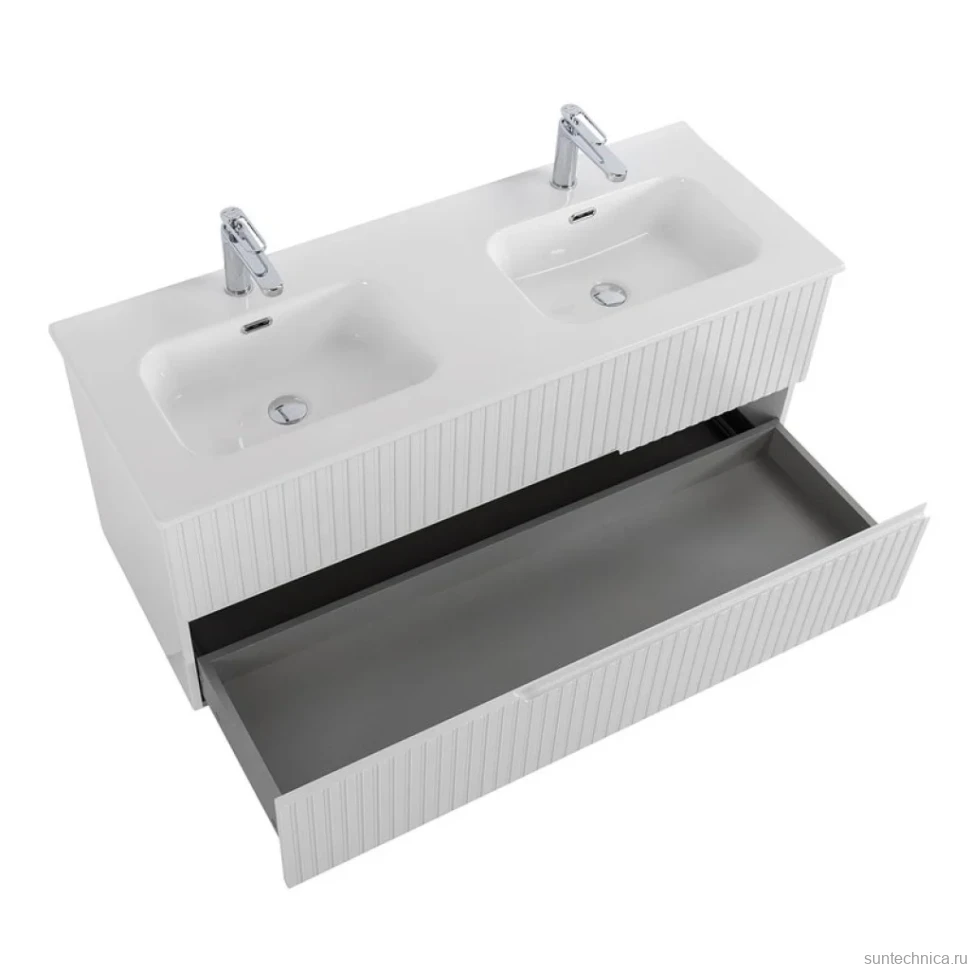 Тумба с раковиной Cezares Duet 120 bianco lucido, раковина Cezares CZR-8095-120-2