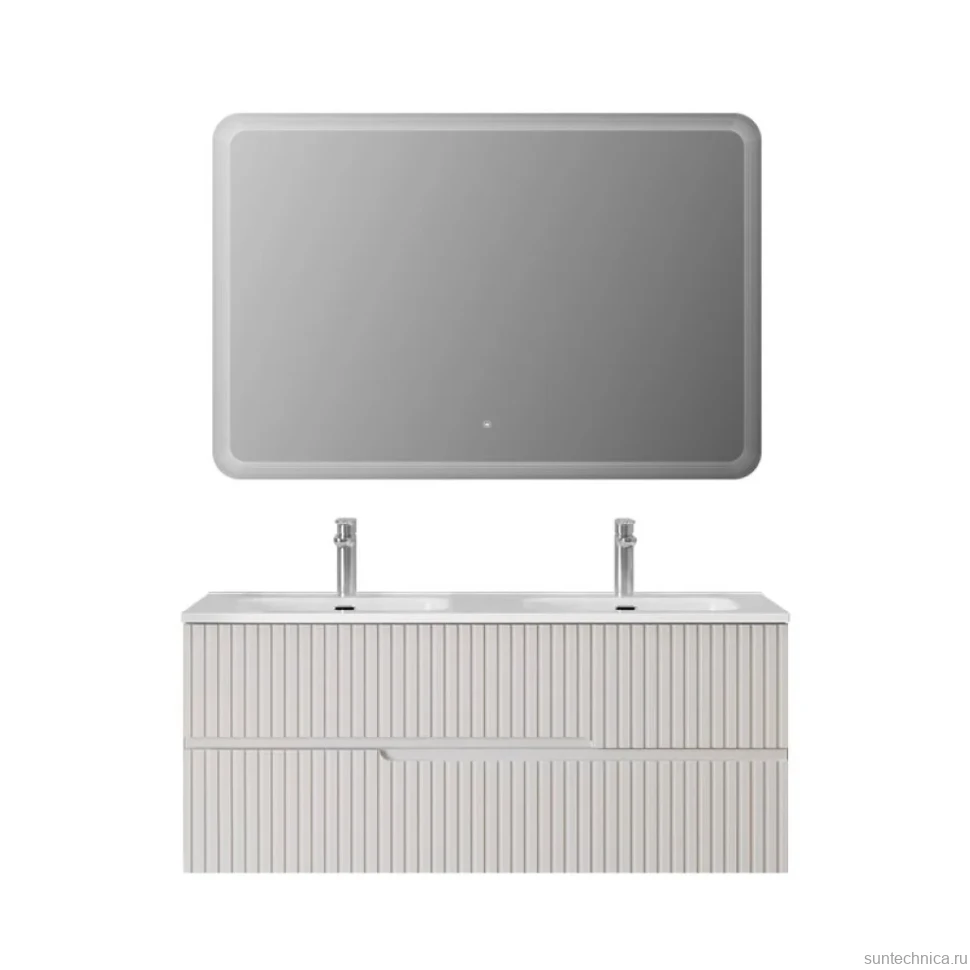 Тумба с раковиной Cezares Duet 120 bianco lucido, раковина Cezares CZR-8095-120-2