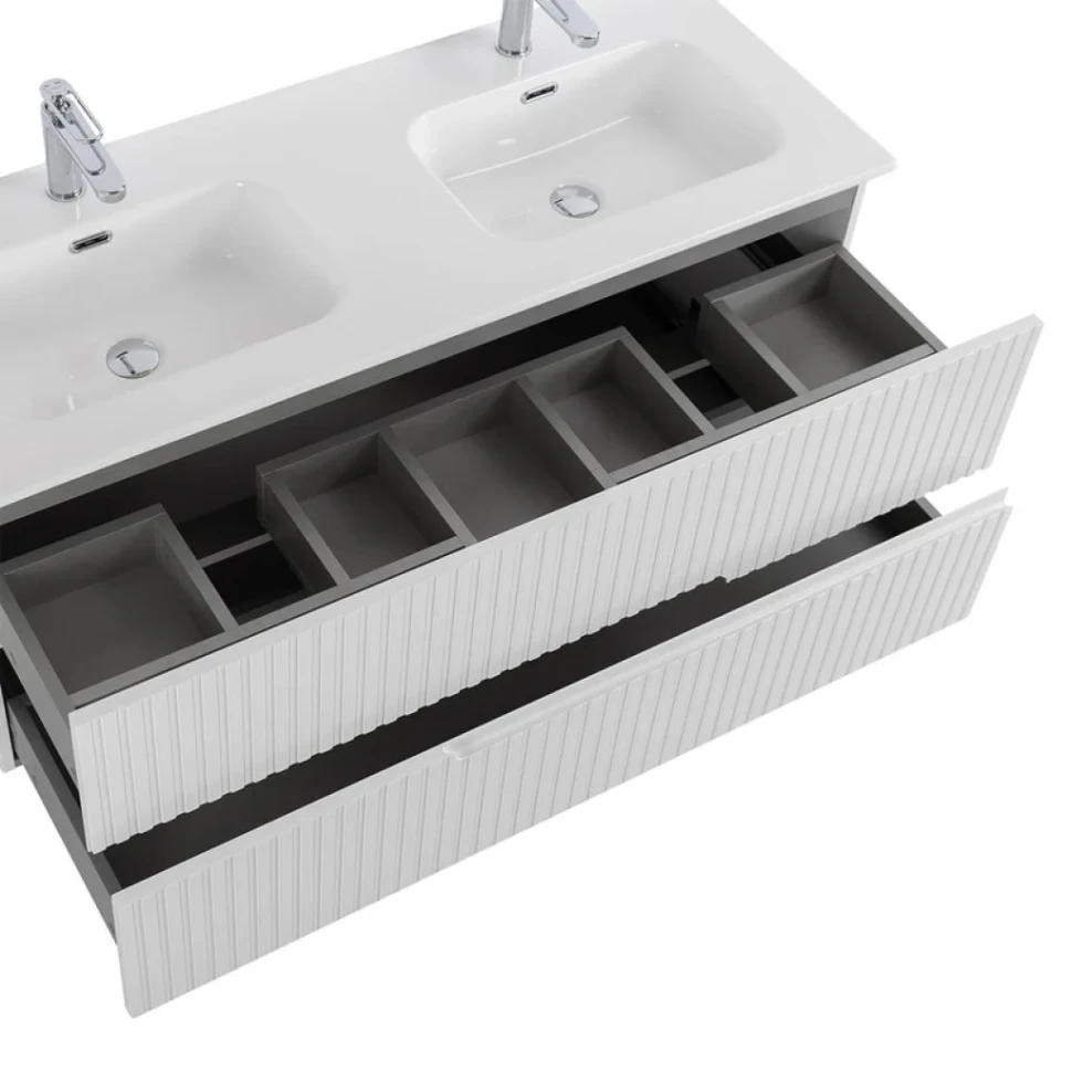Тумба с раковиной Cezares Duet 120 bianco lucido, раковина Cezares CZR-8095-120-2