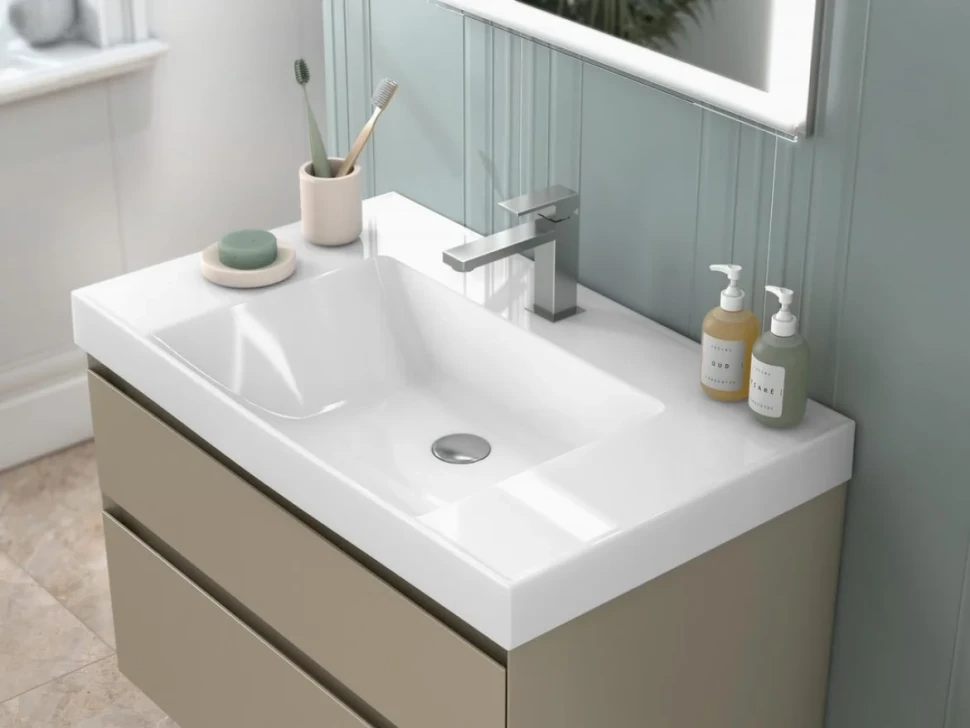 Тумба с раковиной KERAMA MARAZZI Cubo 80 подвесная, лимо матовая