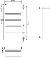 Полотенцесушитель водяной Comfysan Marte-K W-6 80х40 80x45 см, хром, лесенка, с полкой