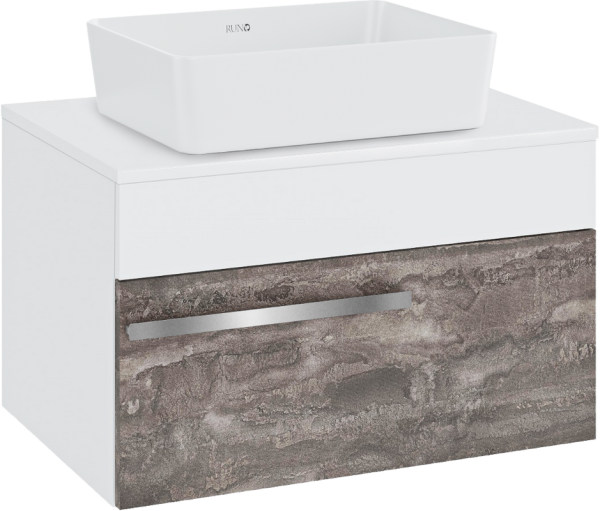 Тумба с раковиной Runo Вудлайн 65 подвесная, железный камень, раковина Tre 50