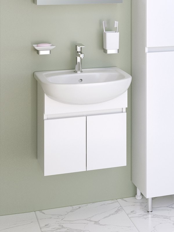 Тумба под раковину без столешницы Runo Лада 50 подвесная, белая