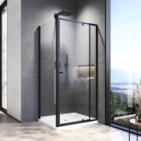 Душевой уголок Veconi Rovigo RV-026B 100х70 см, профиль матовый черный, стекло прозрачное