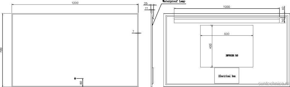 Зеркало Armadi Art 543-120 70 с подсветкой, диммером, с антизапотевателем, матовый графит