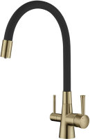 Смеситель для кухни Lemark Comfort LM3075B с гибким изливом, бронза, черный