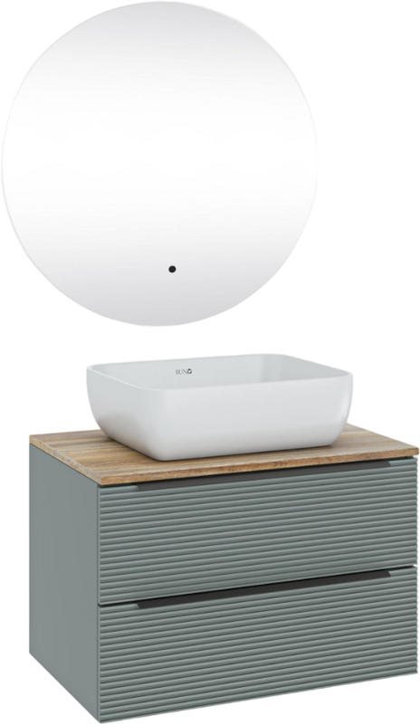 Мебель для ванной комнаты Runo Орлеан 70 зеленая, дуб натуральный, раковина Cuatro 50