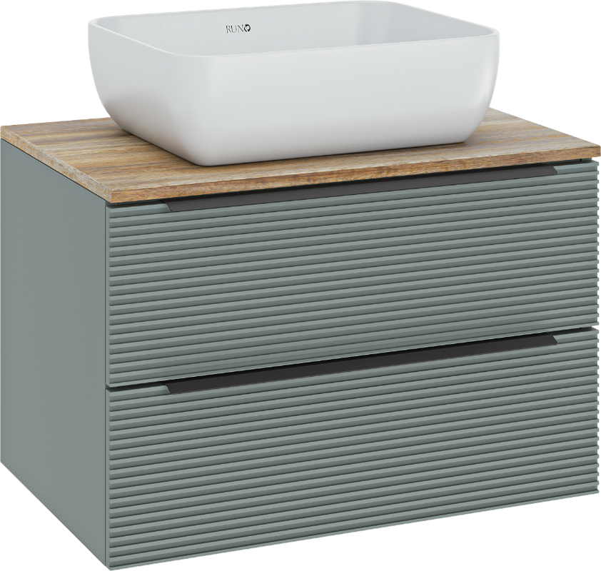 Мебель для ванной комнаты Runo Орлеан 70 зеленая, дуб натуральный, раковина Cuatro 50