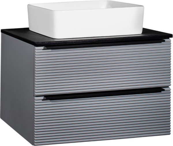 Тумба с раковиной Runo Орлеан 70 серая, черная, раковина Tre 50