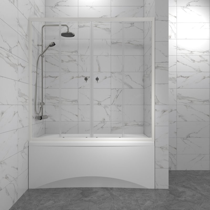 Шторка на ванну Triton Ультра 170 профиль глянцевый белый