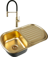 Комплект Мойка Zorg Inox PVD SZR-7749 bronze + Смеситель Steel Hummer SH 2022 BRONZE бронза