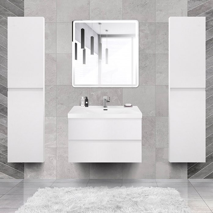 Мебель для ванной комнаты Cezares Molveno 46 80 bianco ghiaccio, с раковиной Cezares CZR-MIL-80-LVB