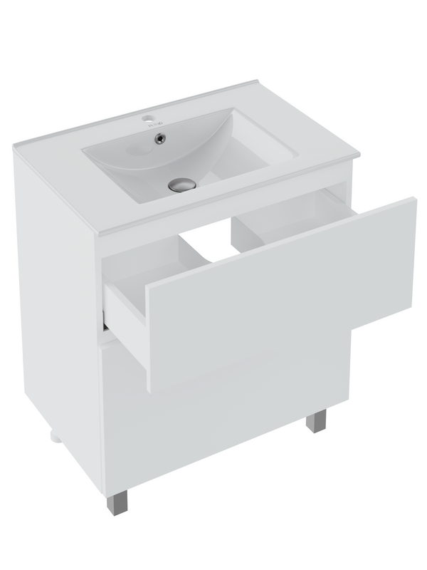 Тумба с раковиной Runo Палермо 70 напольная, глянцевая белая